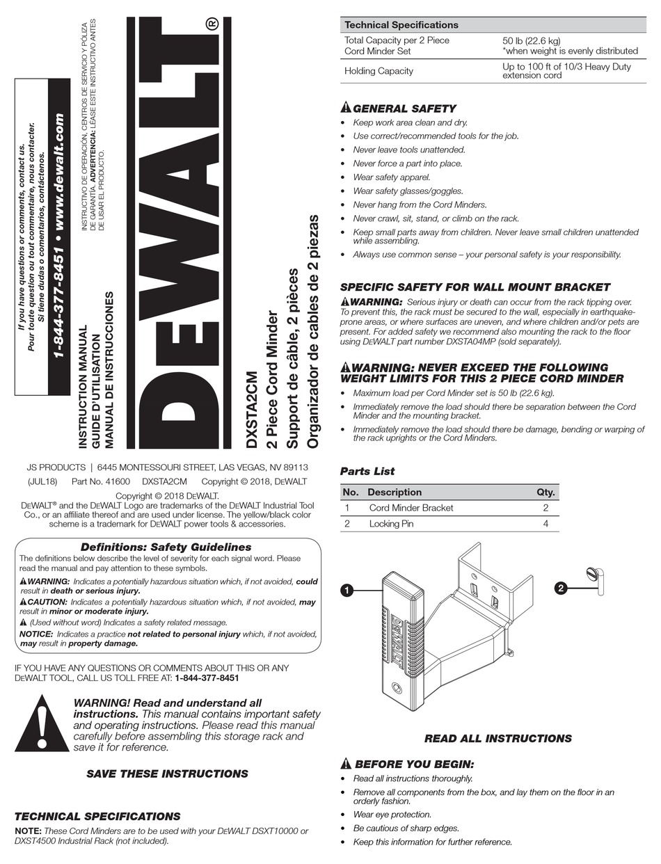 Dewalt Dxsta2cm Instruction Manual Pdf Download Manualslib 1763