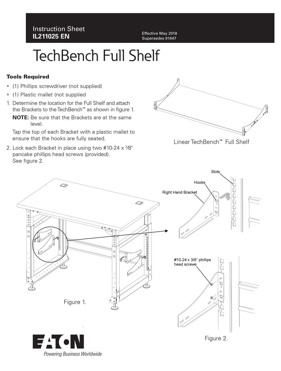EATON TECHBENCH FULL SHELF INSTRUCTION SHEET Pdf Download ManualsLib