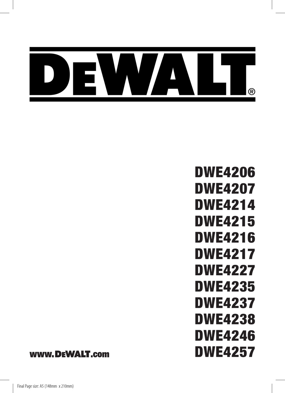 DEWALT DWE4206 ORIGINAL INSTRUCTIONS MANUAL Pdf Download | ManualsLib