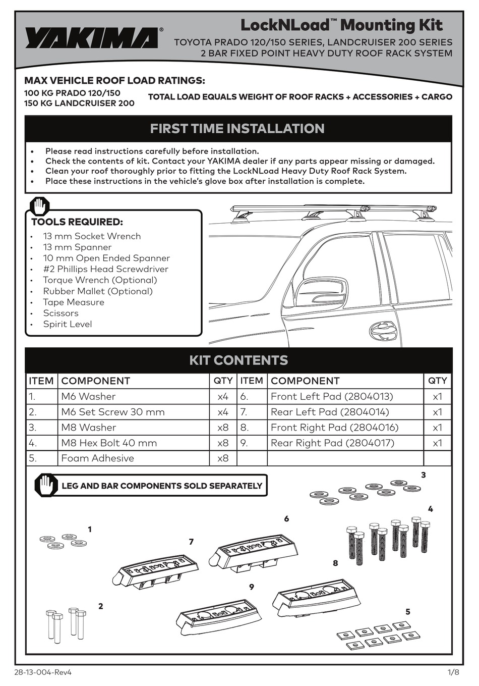 YAKIMA LOCKNLOAD 8000312 MANUAL Pdf Download ManualsLib