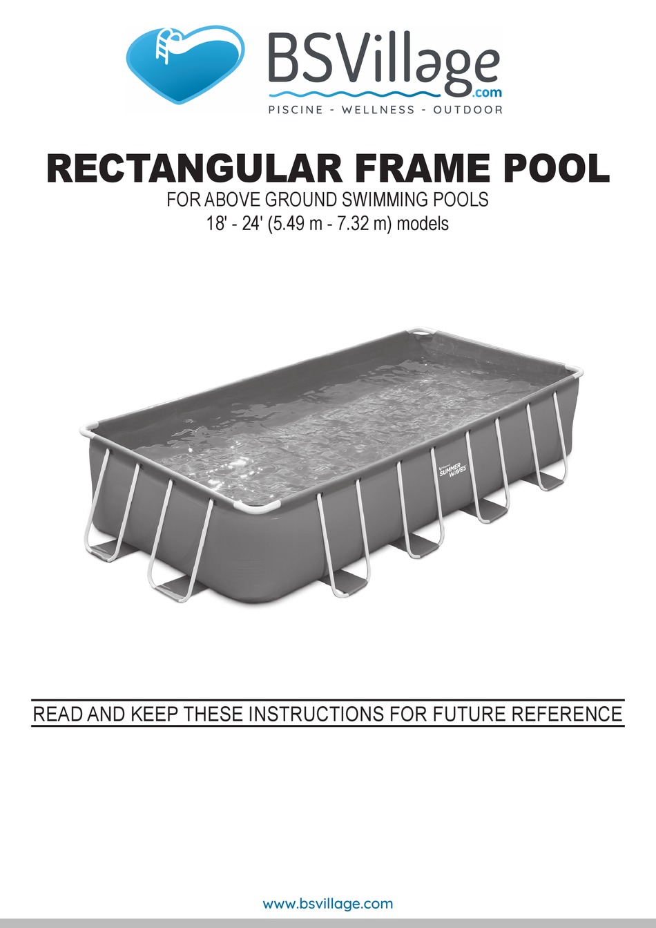 SUMMER WAVES RECTANGULAR FRAME POOL SERIES OWNER'S MANUAL Pdf Download