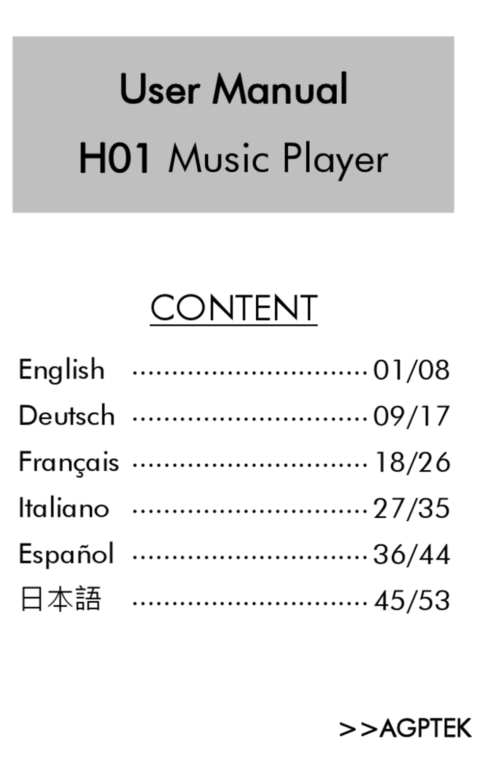 AGPTEK H01 USER MANUAL Pdf Download | ManualsLib