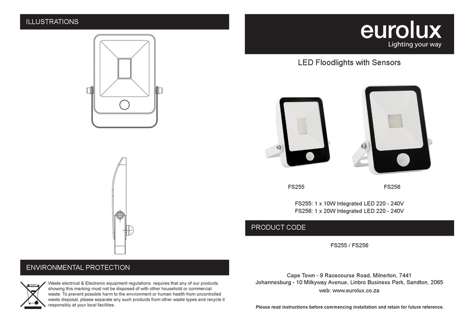 Eurolux security light with deals sensor manual