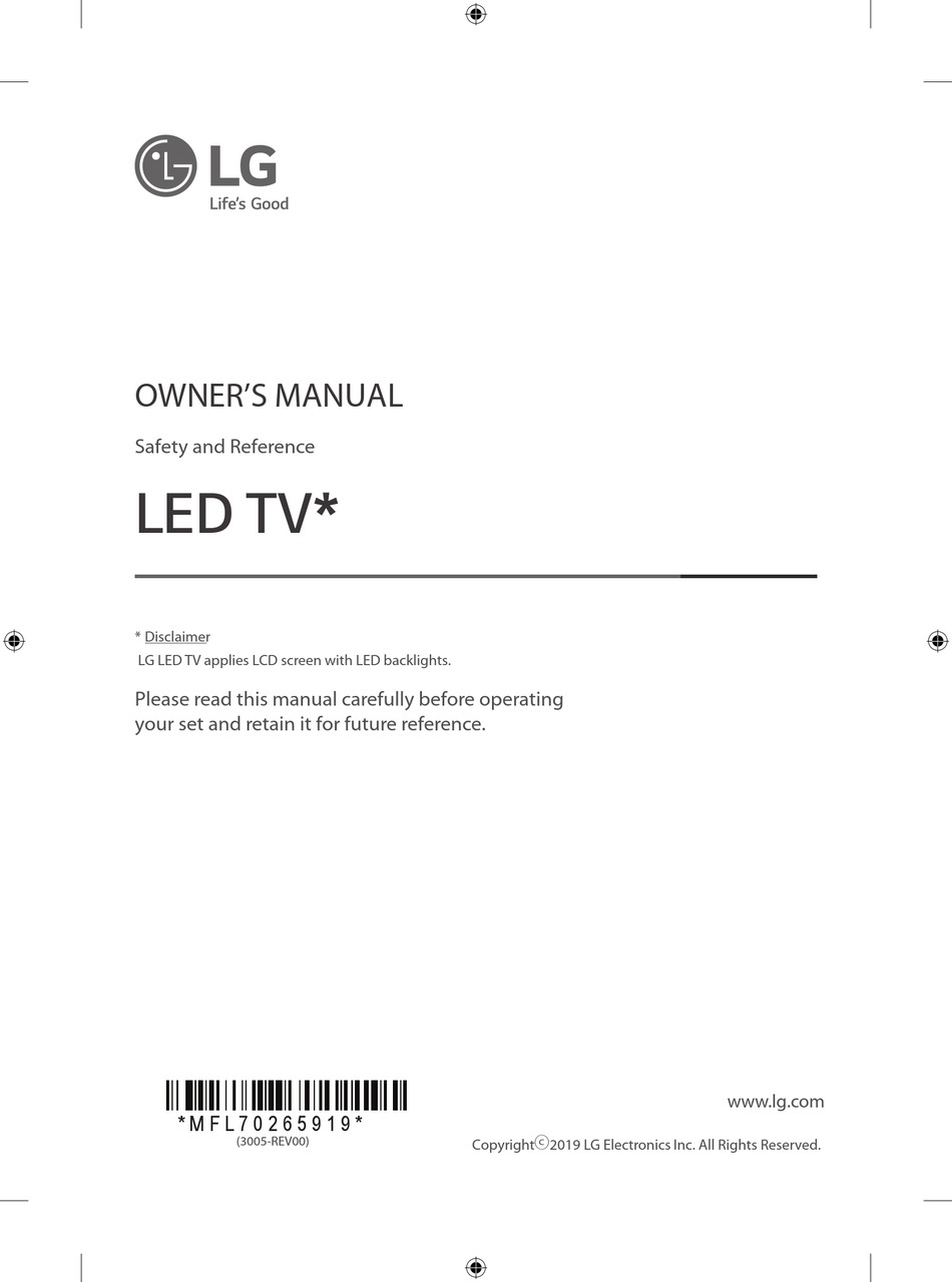 Anvendelig blive forkølet Svaghed LG 32LM57 SERIES OWNER'S MANUAL Pdf Download | ManualsLib