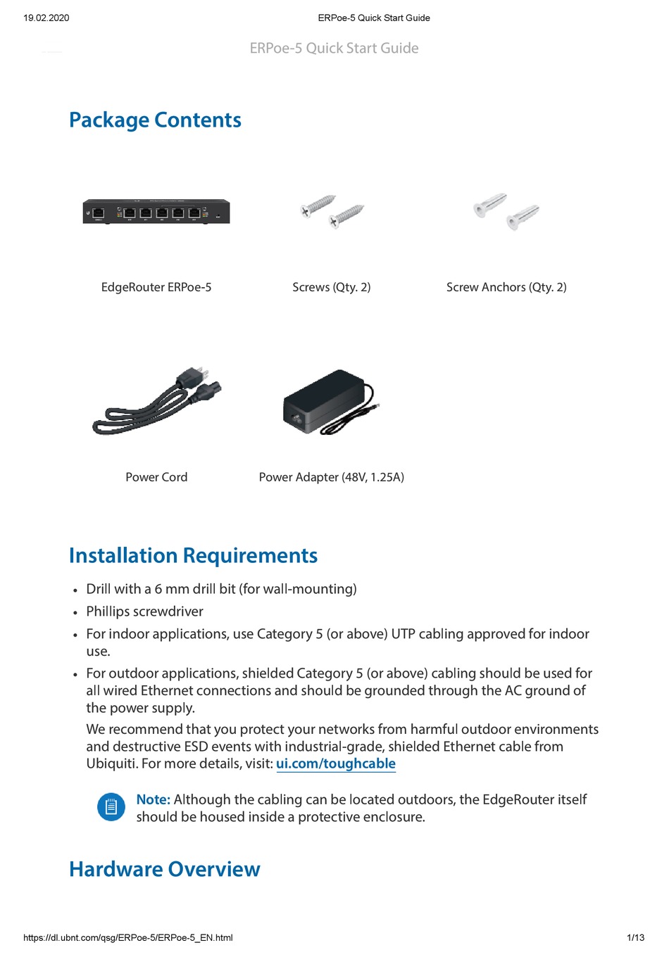 UBIQUITI EDGEROUTER ERPOE5 QUICK START MANUAL Pdf Download ManualsLib