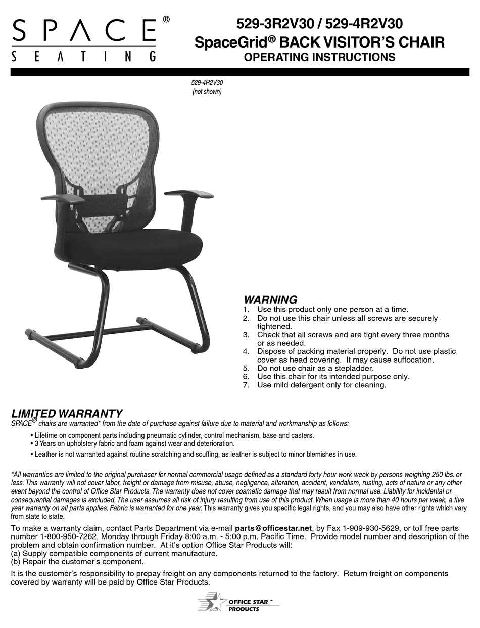 space-seating-spacegrid-529-3r2v30-operating-instructions-pdf-download