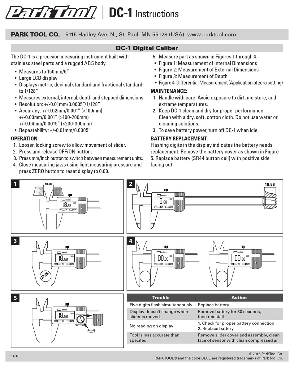 PARK TOOL DC1 INSTRUCTIONS Pdf Download ManualsLib