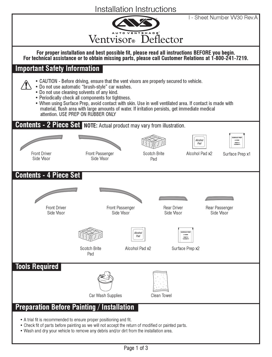 AVS VENTVISOR INSTALLATION INSTRUCTIONS MANUAL Pdf Download ManualsLib