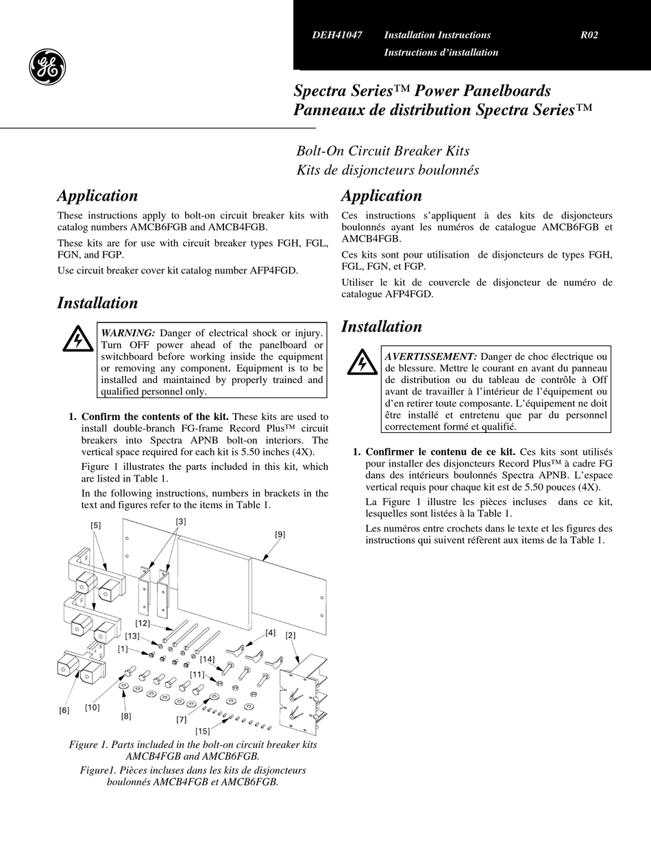 GE SPECTRA SERIES AMCB6FGB INSTALLATION INSTRUCTIONS MANUAL Pdf