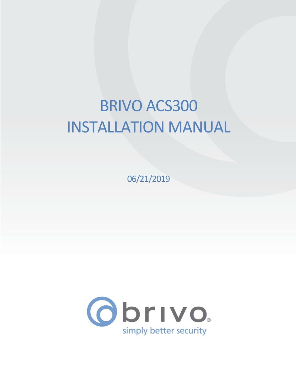 BRIVO ACS300 INSTALLATION MANUAL Pdf Download ManualsLib