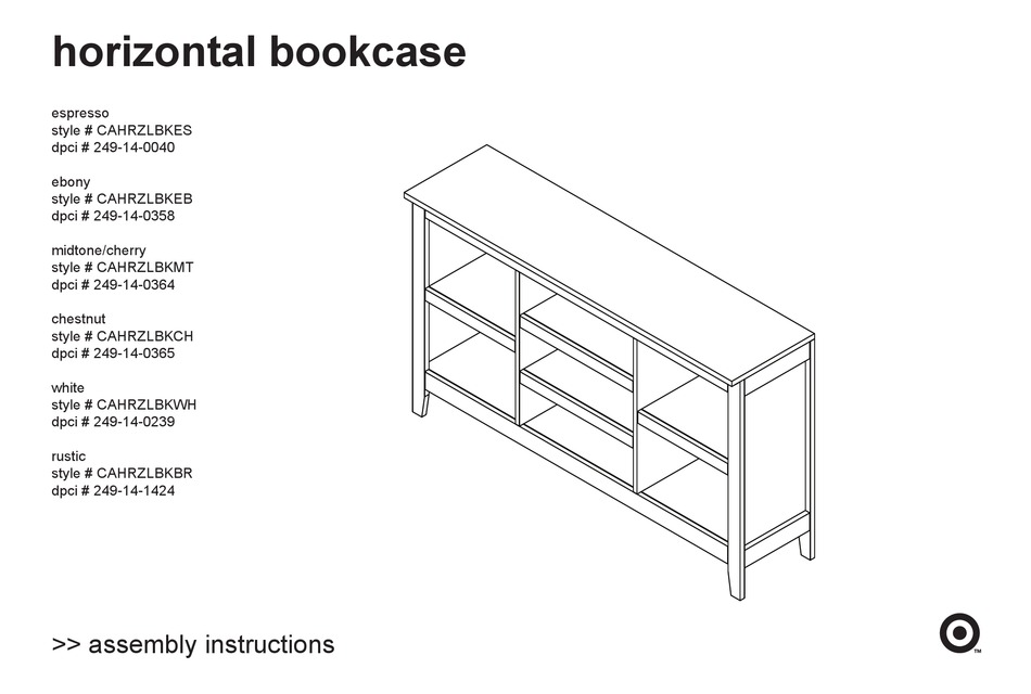 Target Cahrzlbkes Assembly Instructions, Threshold Carson Horizontal Bookcase Chestnut