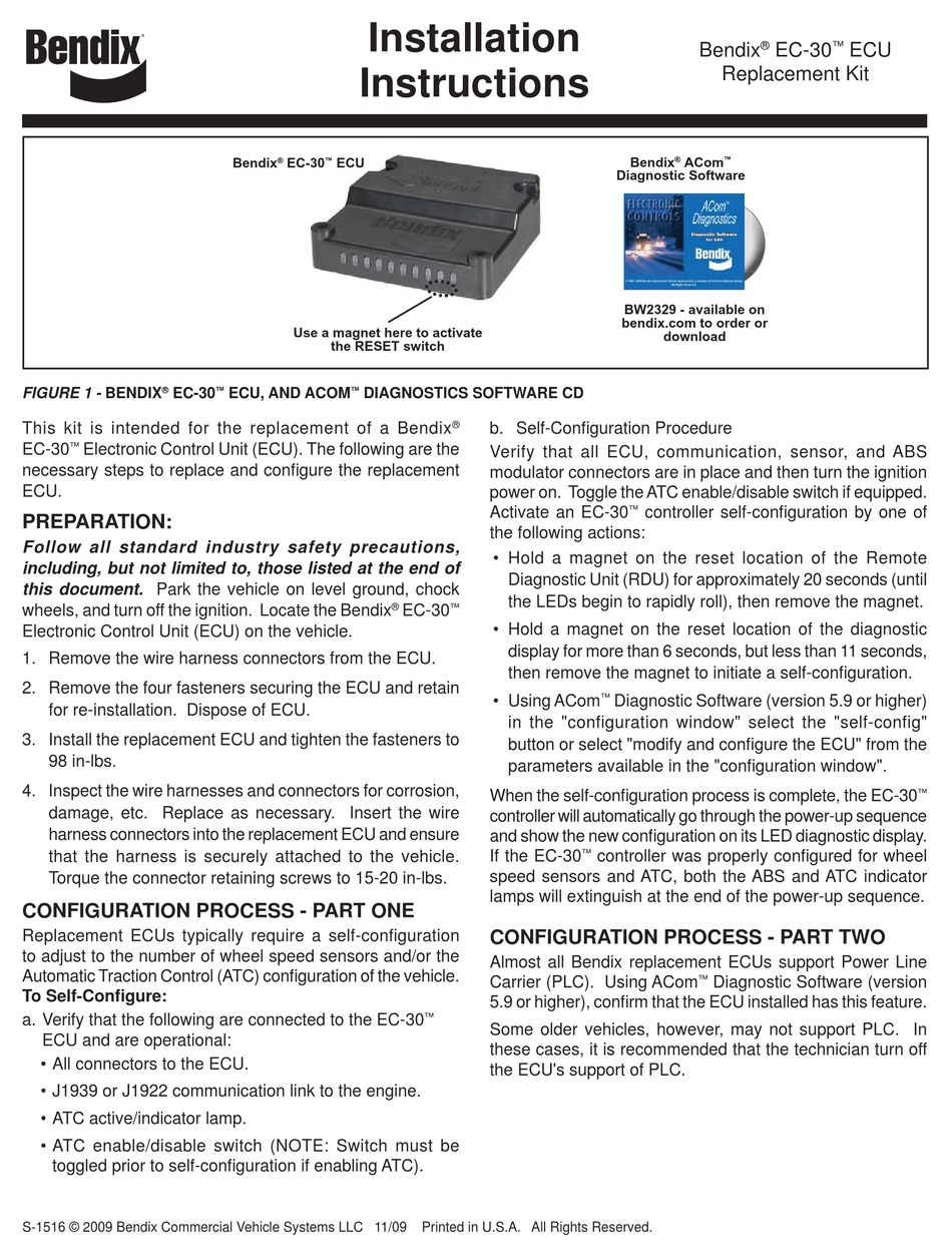 BENDIX EC30 ECU INSTALLATION INSTRUCTIONS Pdf Download ManualsLib