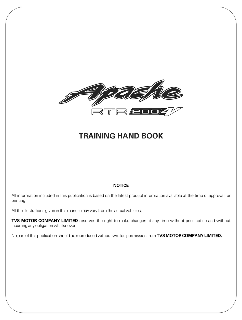 Tvs Apache Rtr 200 4v Training Handbook Pdf Download Manualslib