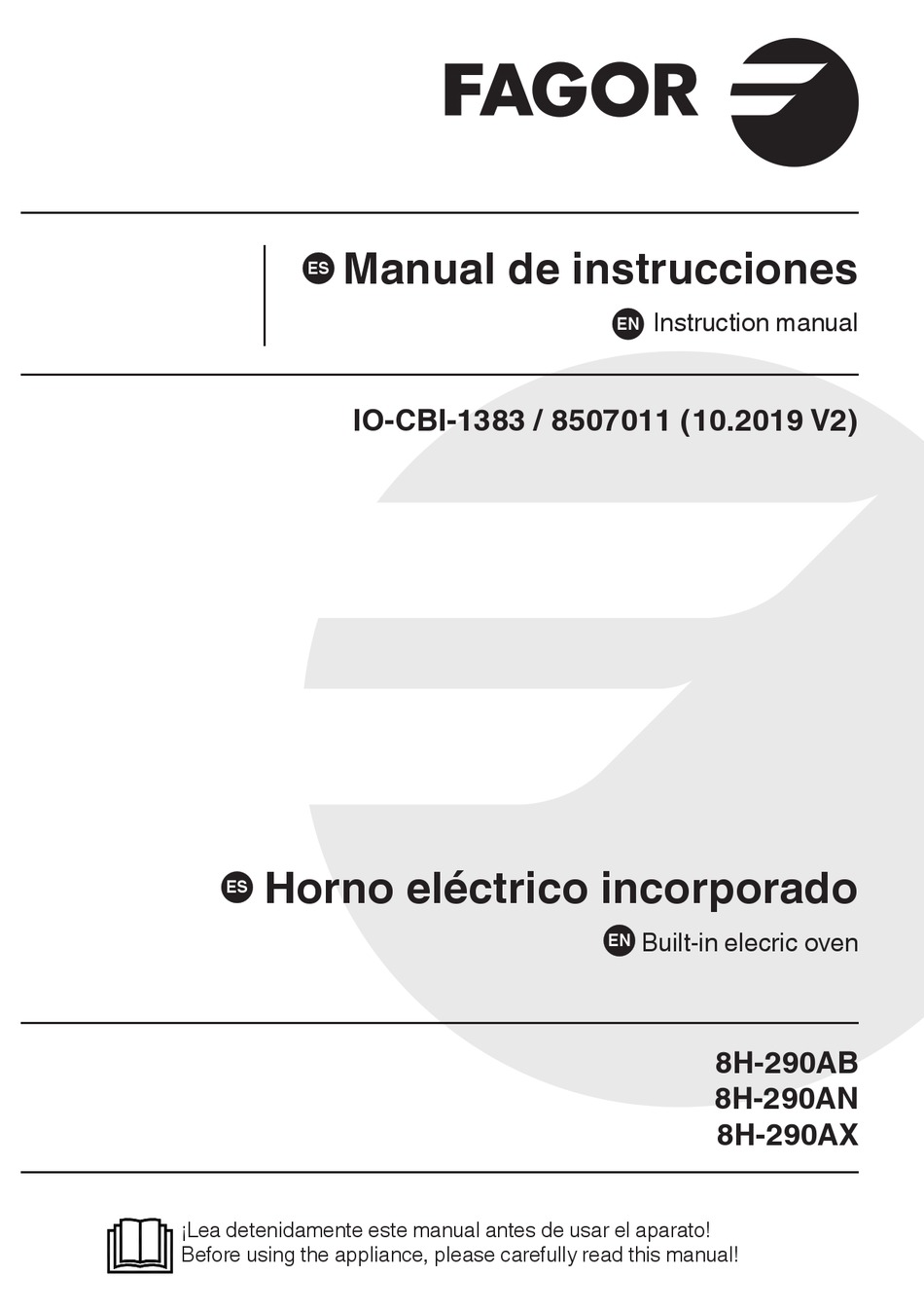 Manual de uso de Fagor America FAGOR 5HA-200 RX - manual de instrucciones  de servicio, configuración y especificaciones de Fagor America FAGOR  5HA-200 RX - Manuales de instrucciones y consejos para tus