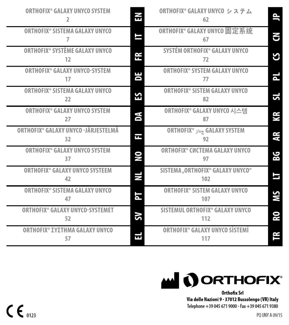ORTHOFIX GALAXY UNYCO SYSTEM INSTRUCTION LEAFLET Pdf Download ManualsLib