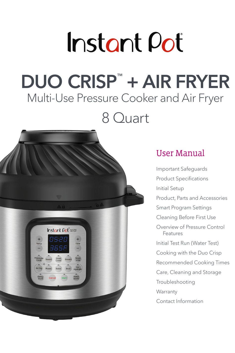 instant pot duo crisp air fryer af 8 user manual pdf download manualslib instant pot duo crisp air fryer af 8 user manual pdf download manualslib