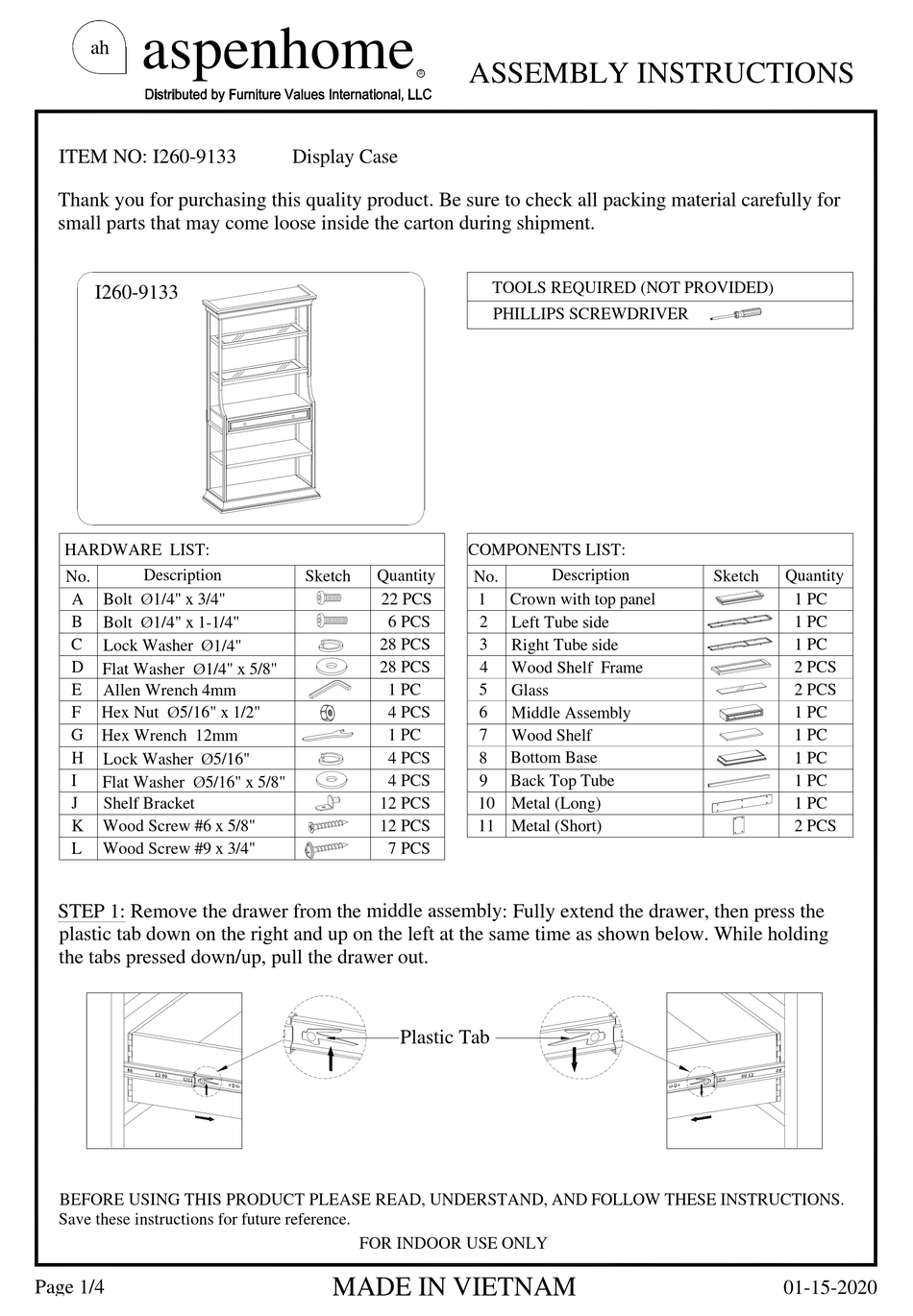ASPENHOME I2609133 ASSEMBLY INSTRUCTIONS Pdf Download ManualsLib
