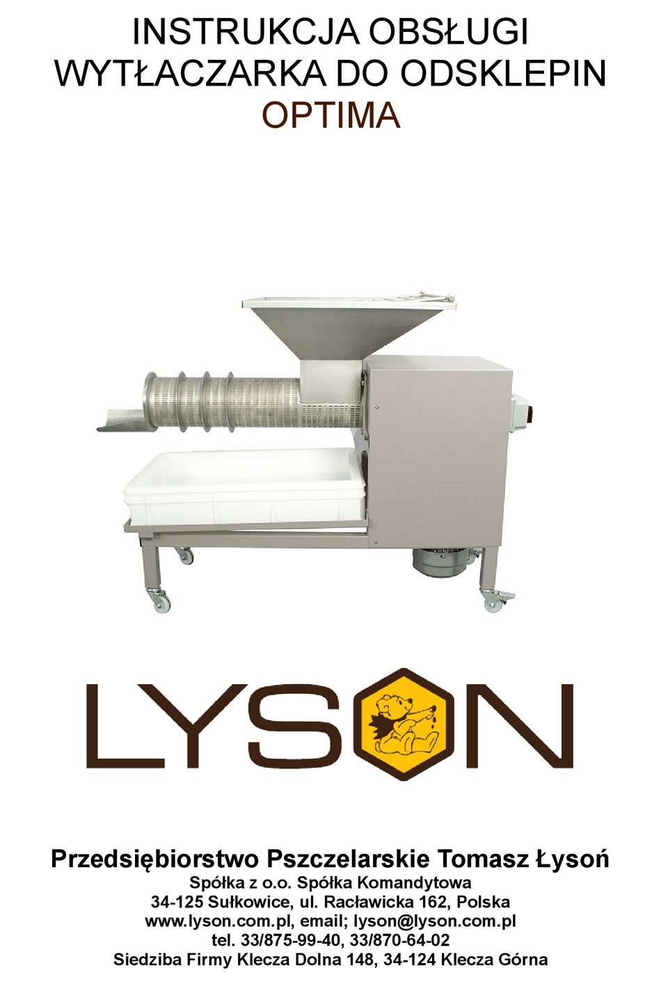 LYSON OPTIMA MANUAL Pdf Download ManualsLib