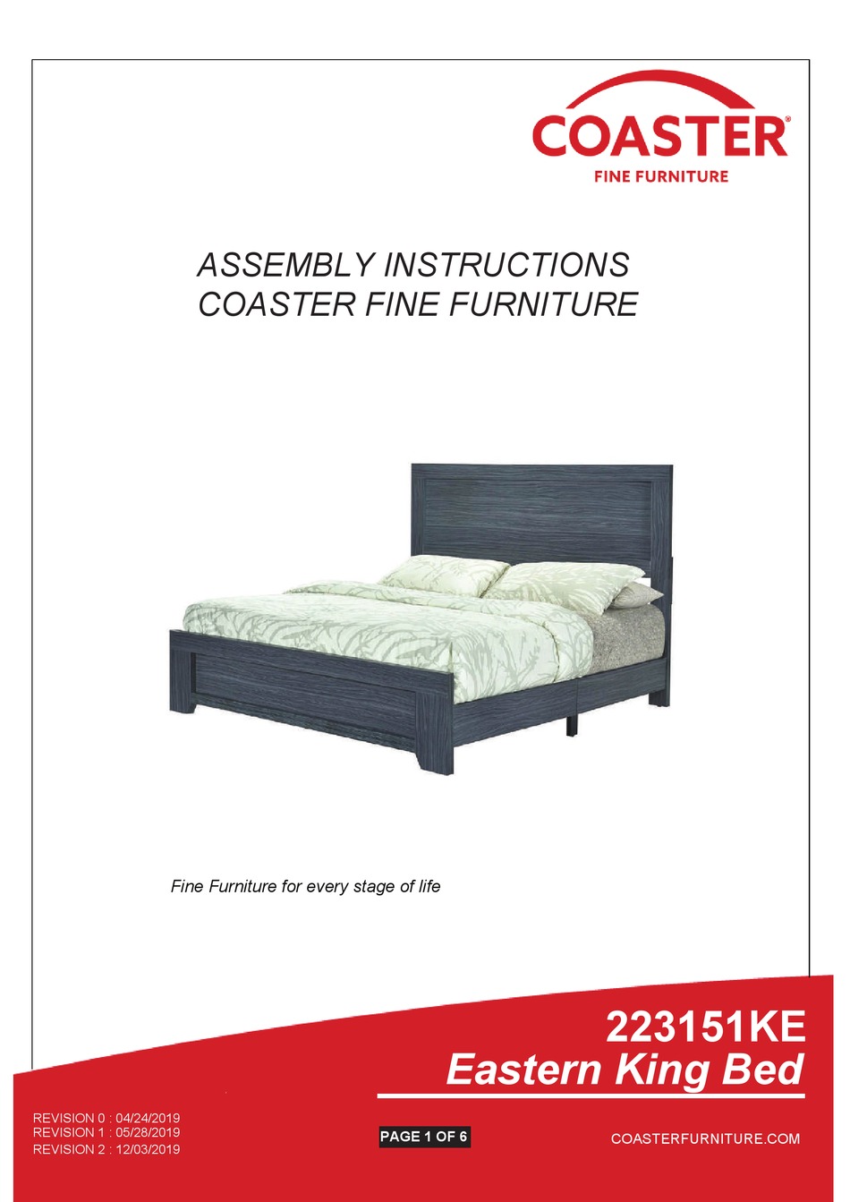 Assembly Instructions Manual Pdf, Coaster Fine Furniture King Bed Assembly Instructions