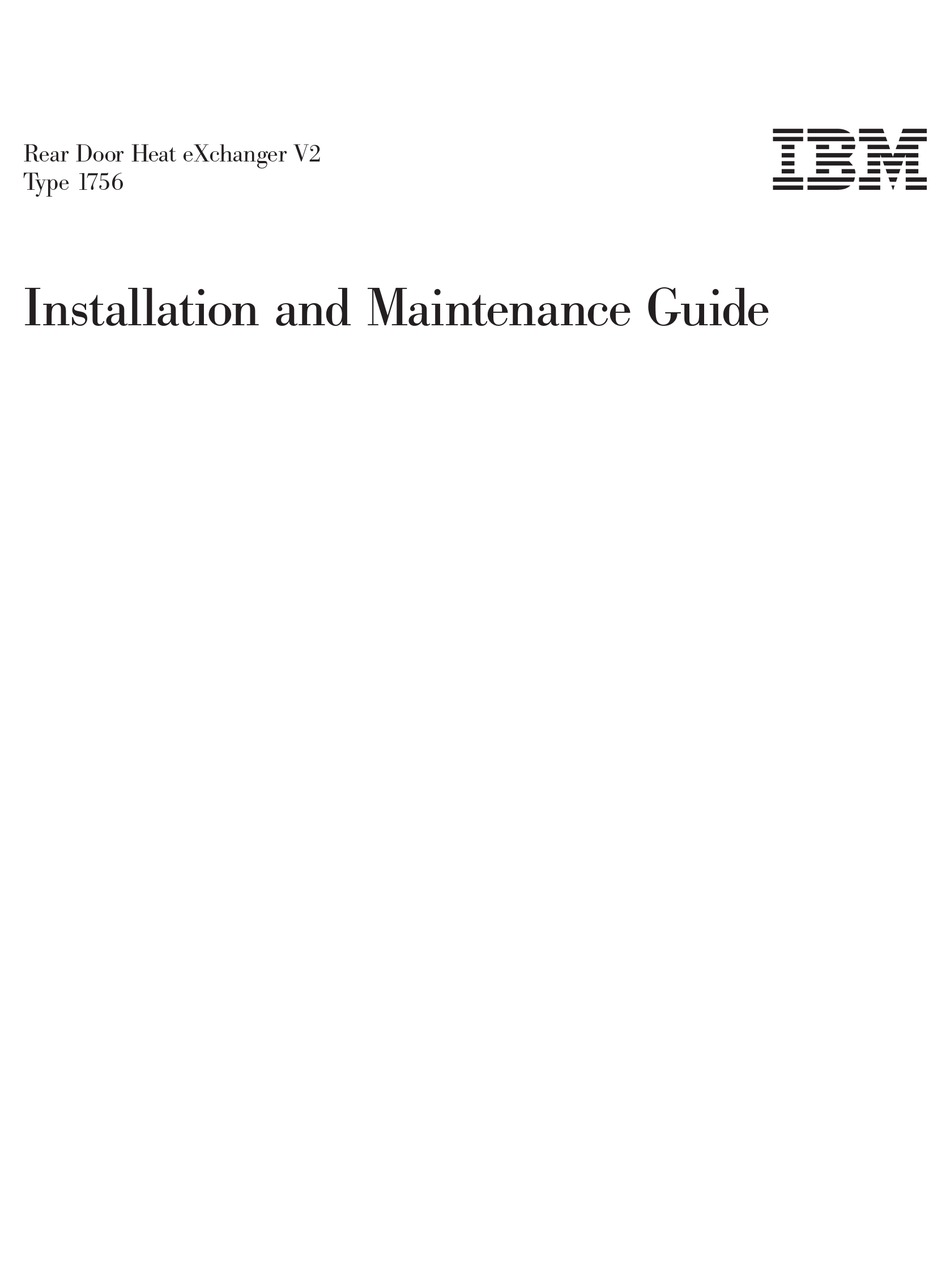 IBM REAR DOOR HEAT EXCHANGER V2 INSTALLATION AND MAINTENANCE MANUAL Pdf ...