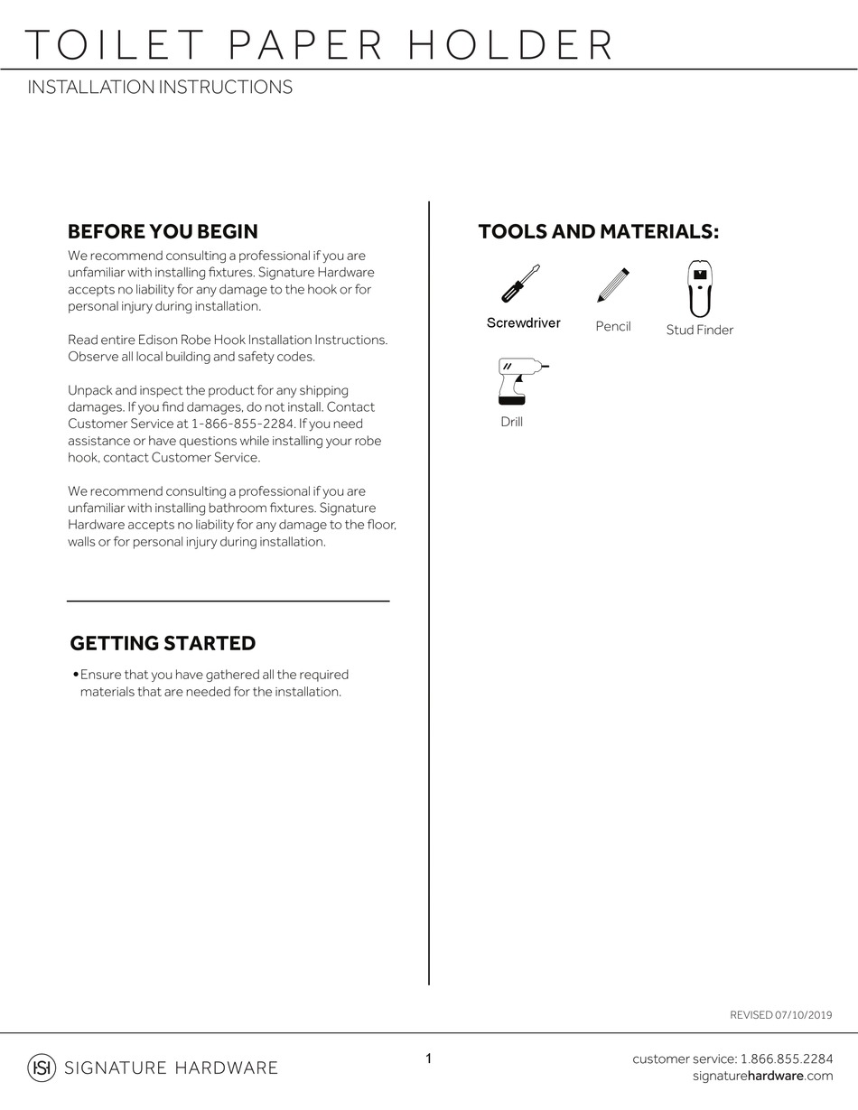 SIGNATURE HARDWARE EDISON 947820 INSTALLATION INSTRUCTIONS Pdf Download