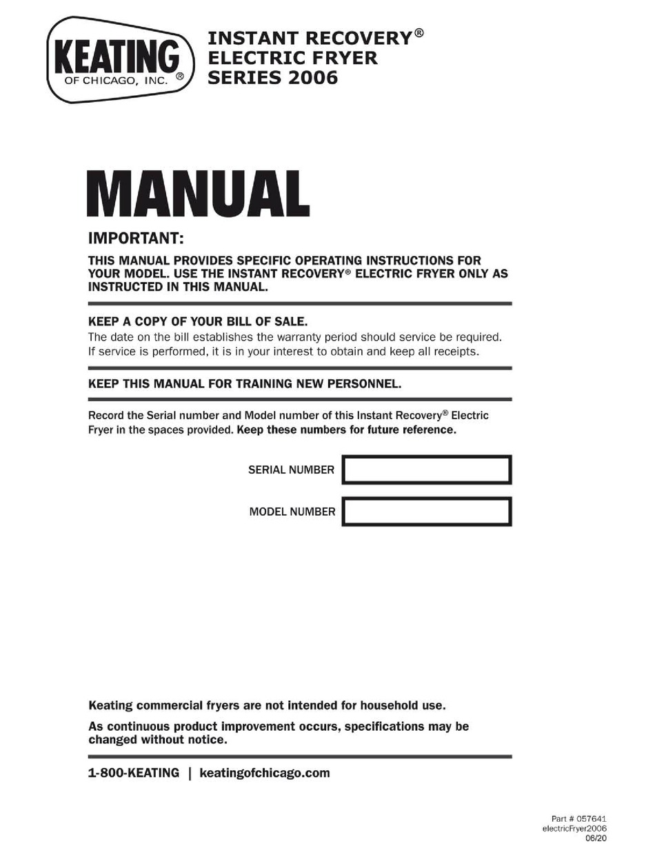 KEATING OF CHICAGO INSTANT RECOVERY 2006 SERIES MANUAL Pdf Download