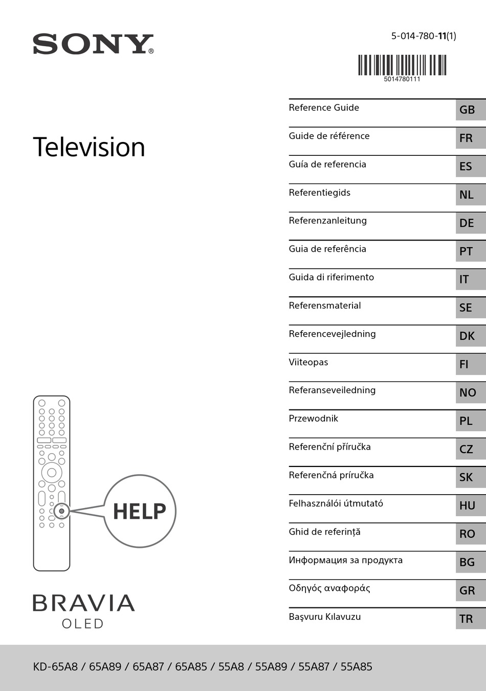 SONY BRAVIA OLED SERIES REFERENCE MANUAL Pdf Download | ManualsLib