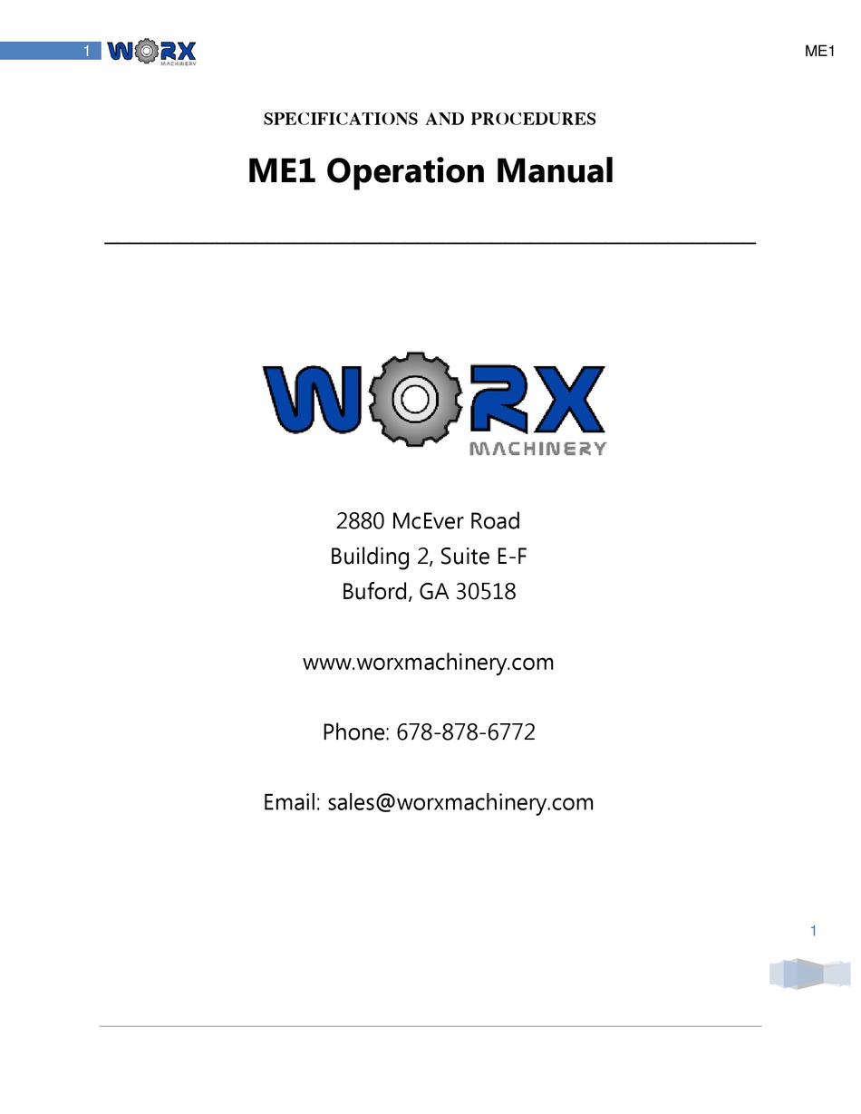 Serial Number Tag Certification Label Worx ME1 Operation Manual