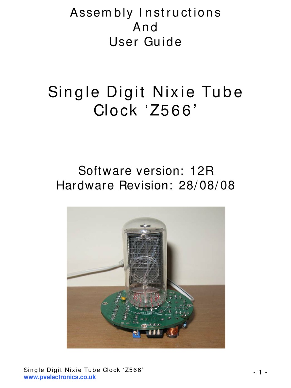 NIXIE Z566 ASSEMBLY INSTRUCTIONS AND USER MANUAL Pdf Download ManualsLib