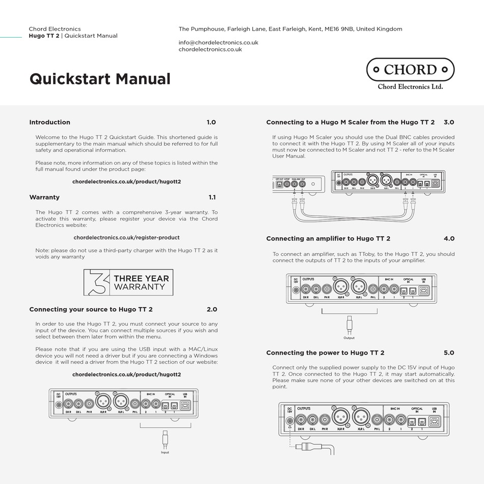 CHORD HUGO TT 2 QUICK START MANUAL Pdf Download | ManualsLib