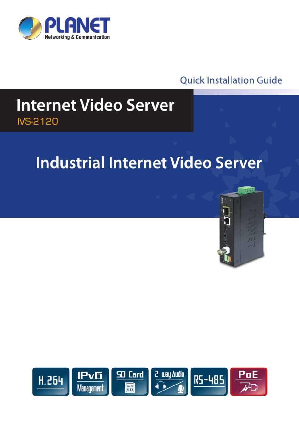 Planet networking communication ivs 2120 quick installation manual
