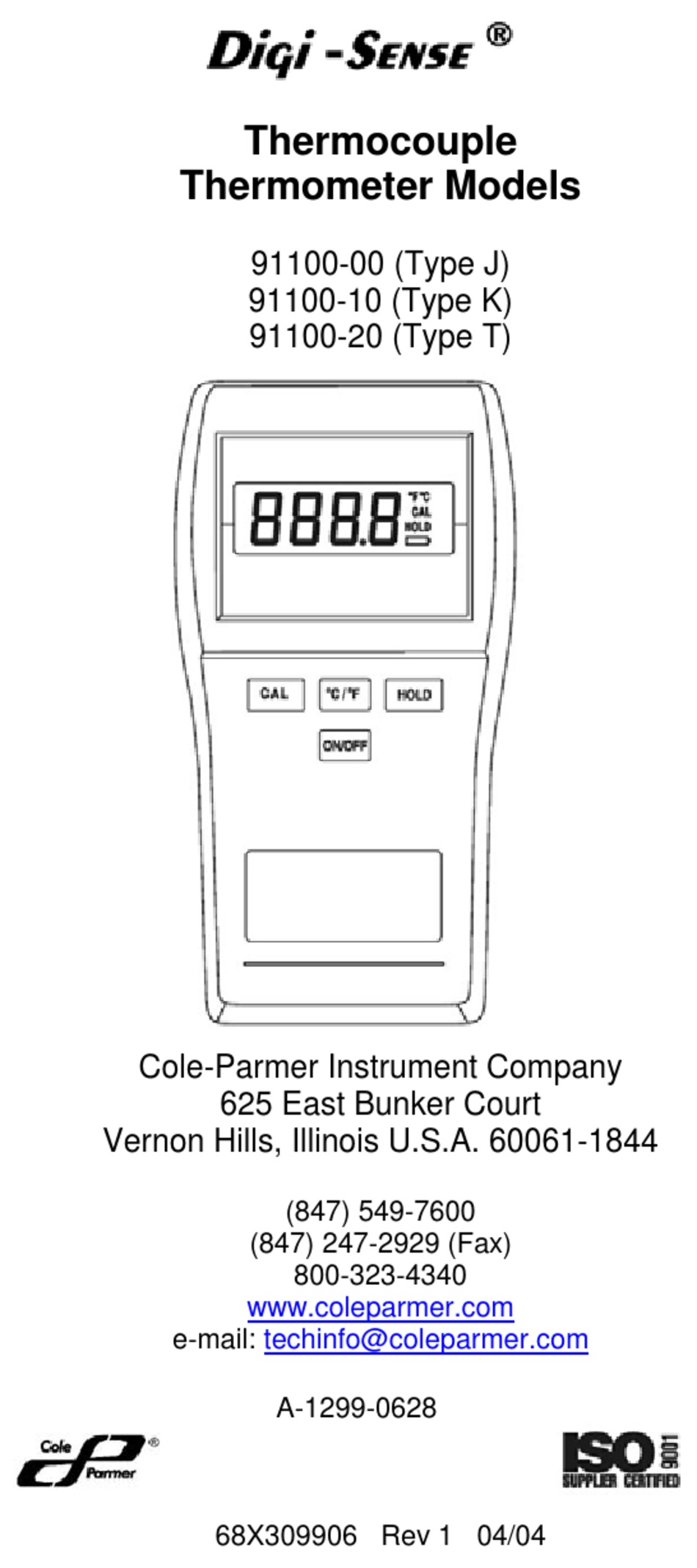 COLE PARMER DIGISENSE J MANUAL Pdf Download ManualsLib
