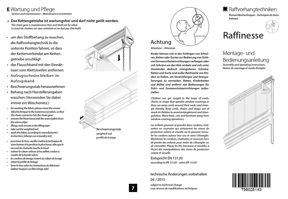 ERFAL RAFFINESSE ASSEMBLY AND OPERATING INSTRUCTIONS Pdf Download ...