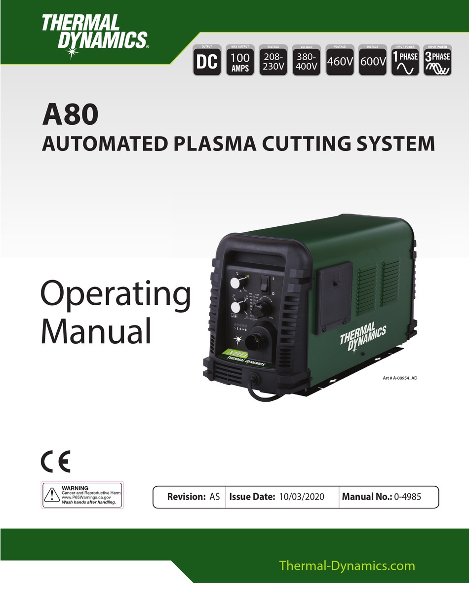 THERMAL DYNAMICS A80 OPERATING MANUAL Pdf Download | ManualsLib