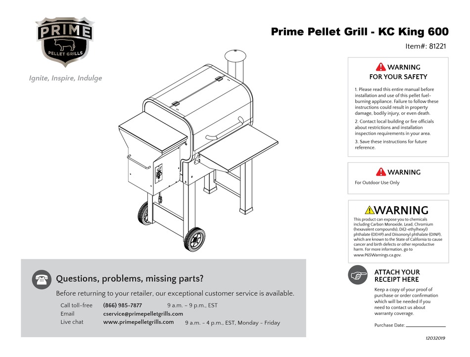 PRIME GRILL KC KING 600 MANUAL Pdf Download ManualsLib