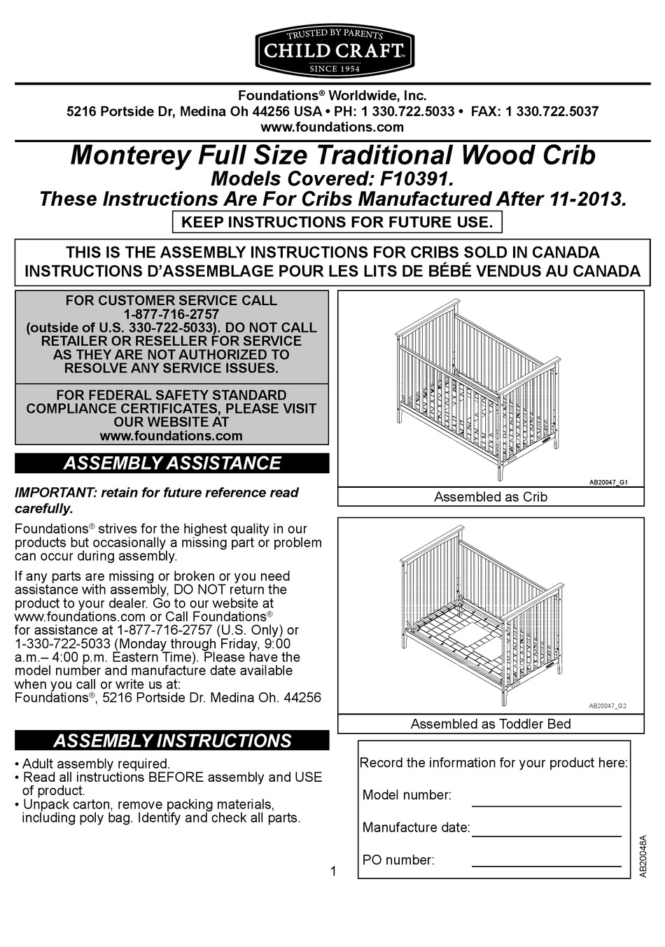 Child Craft Monterey F10391 Assembly Instructions Manual Pdf Download Manualslib
