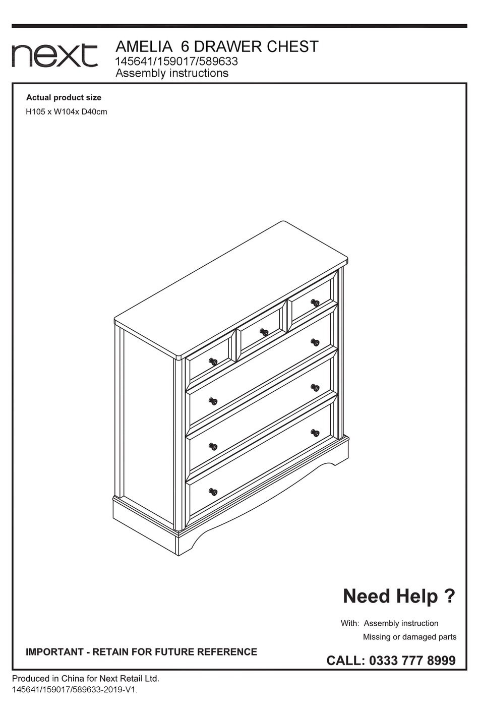 NEXT AMELIA 145641 ASSEMBLY INSTRUCTIONS MANUAL Pdf Download ManualsLib