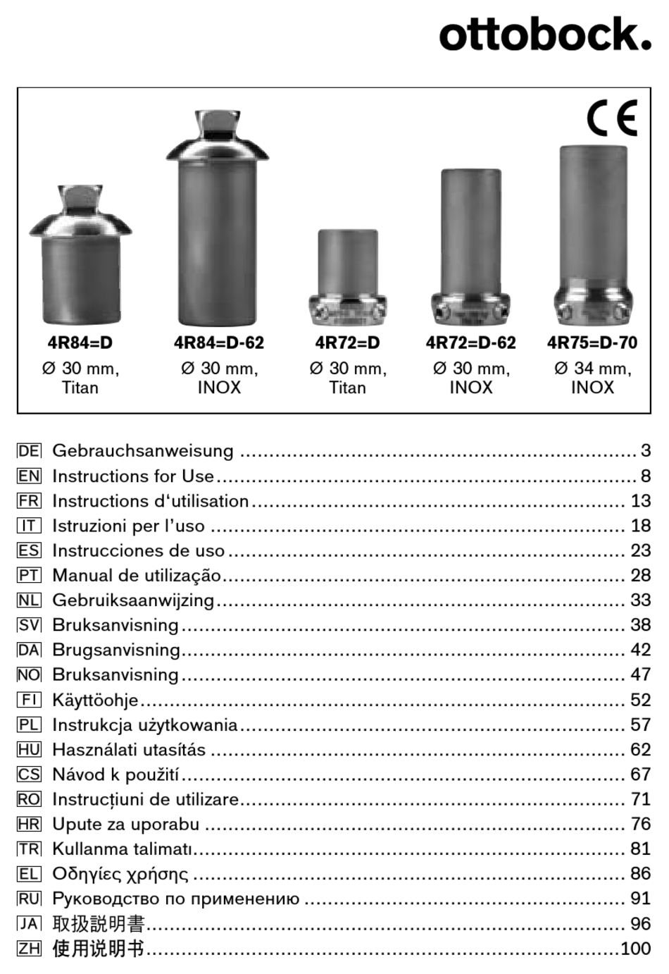 OTTO BOCK 4R84 D INSTRUCTIONS FOR USE MANUAL Pdf Download | ManualsLib