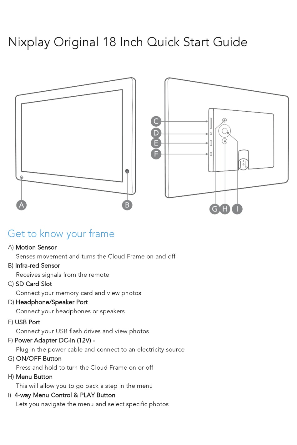 NIXPLAY ORIGINAL W18A QUICK START MANUAL Pdf Download ManualsLib