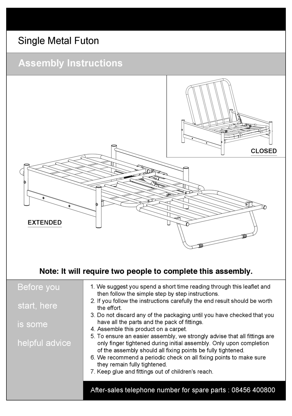 Argos Single Metal Futon Assembly, Futon Bunk Bed Assembly Diagram