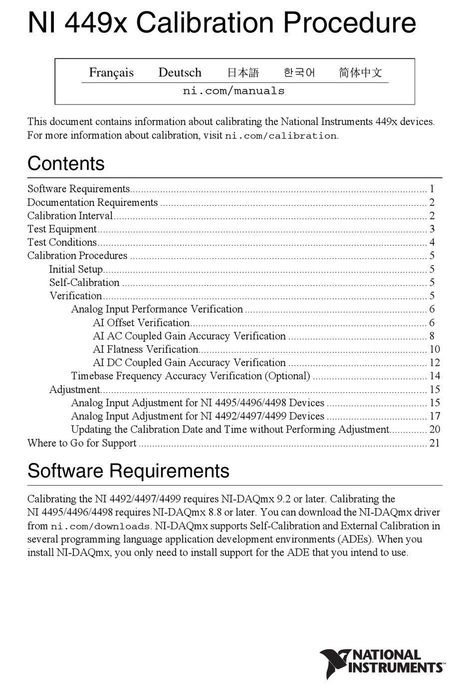 NATIONAL INSTRUMENTS 449 SERIES CALIBRATION PROCEDURE Pdf Download