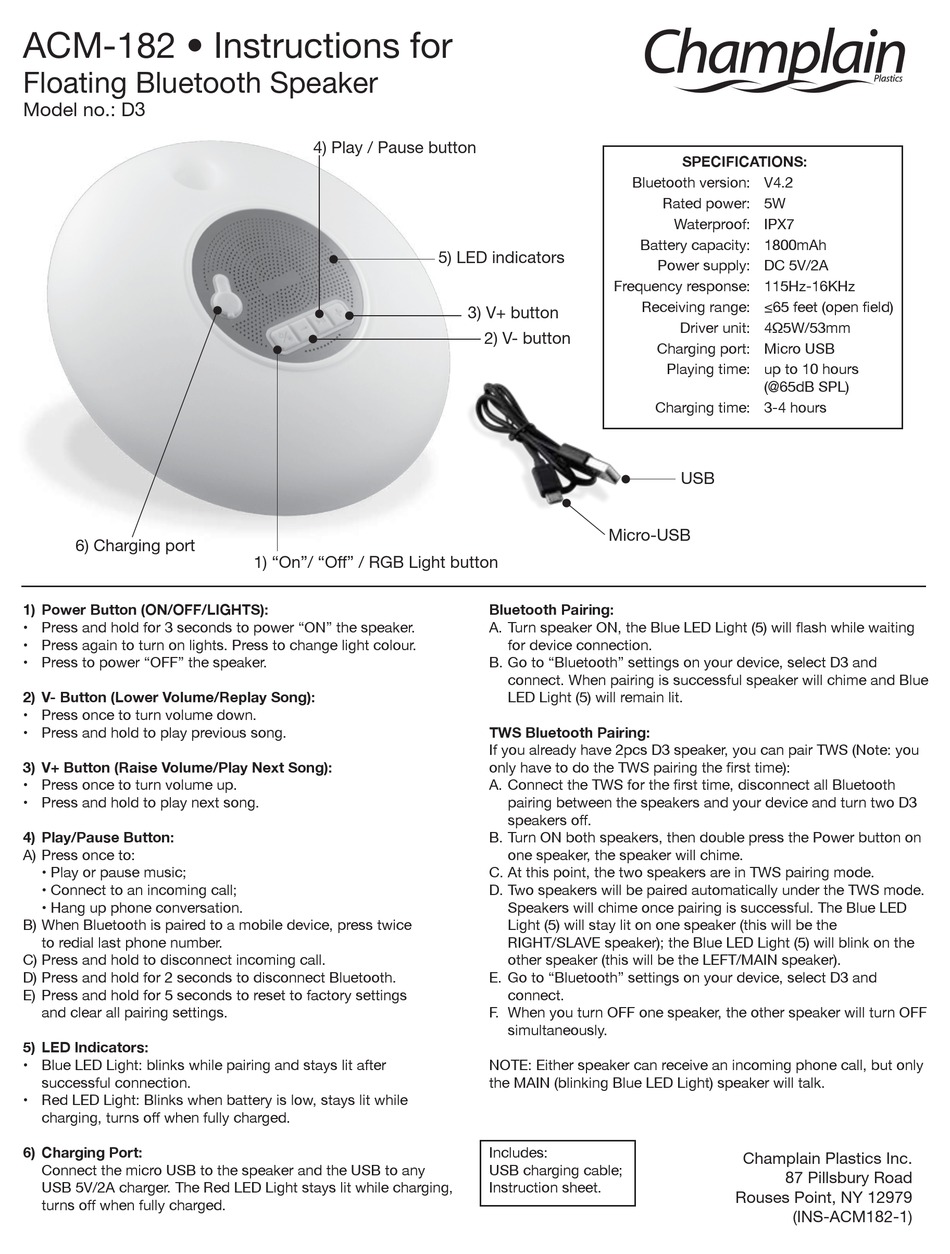 CHAMPLAIN ACM182 INSTRUCTIONS Pdf Download ManualsLib