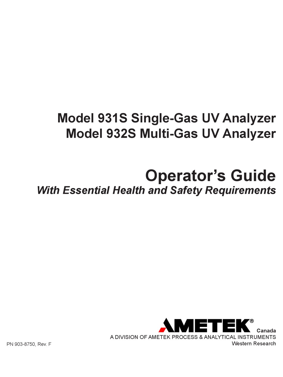 Ametek 931s Operator S Manual Pdf Download Manualslib