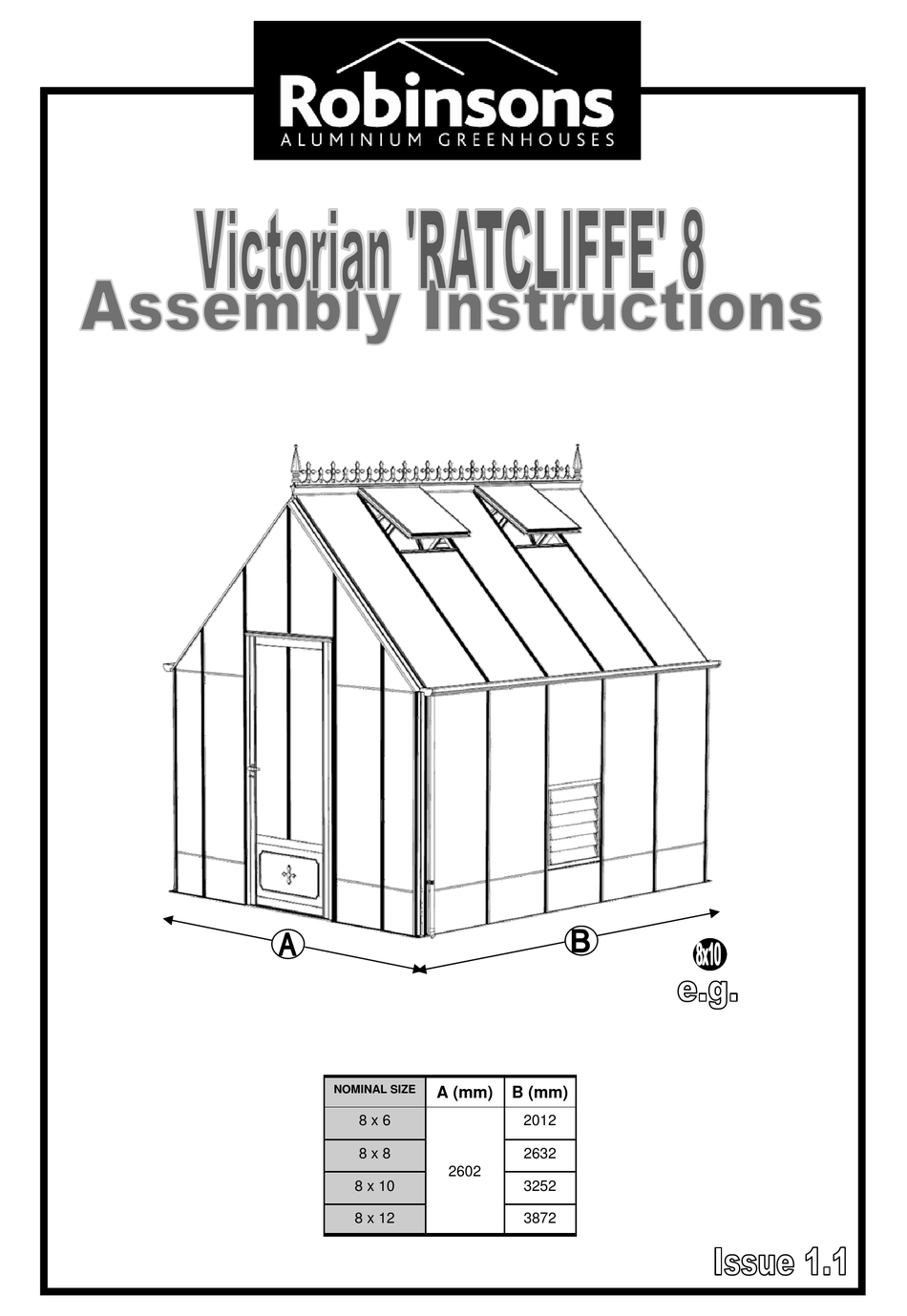 ROBINSONS VICTORIAN RATCLIFFE 8 ASSEMBLY INSTRUCTIONS MANUAL Pdf