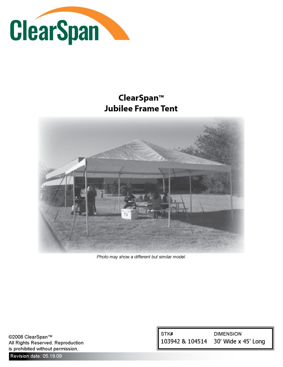 CLEARSPAN JUBILEE FRAME TENT ASSEMBLY INSTRUCTIONS MANUAL Pdf Download