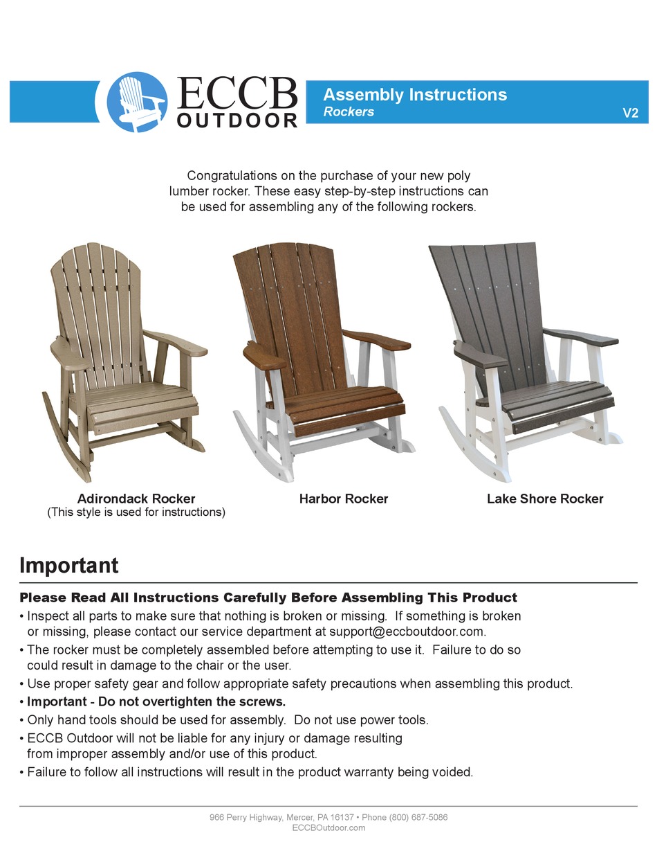 ECCB OUTDOOR ADIRONDACK ASSEMBLY INSTRUCTIONS Pdf Download ManualsLib