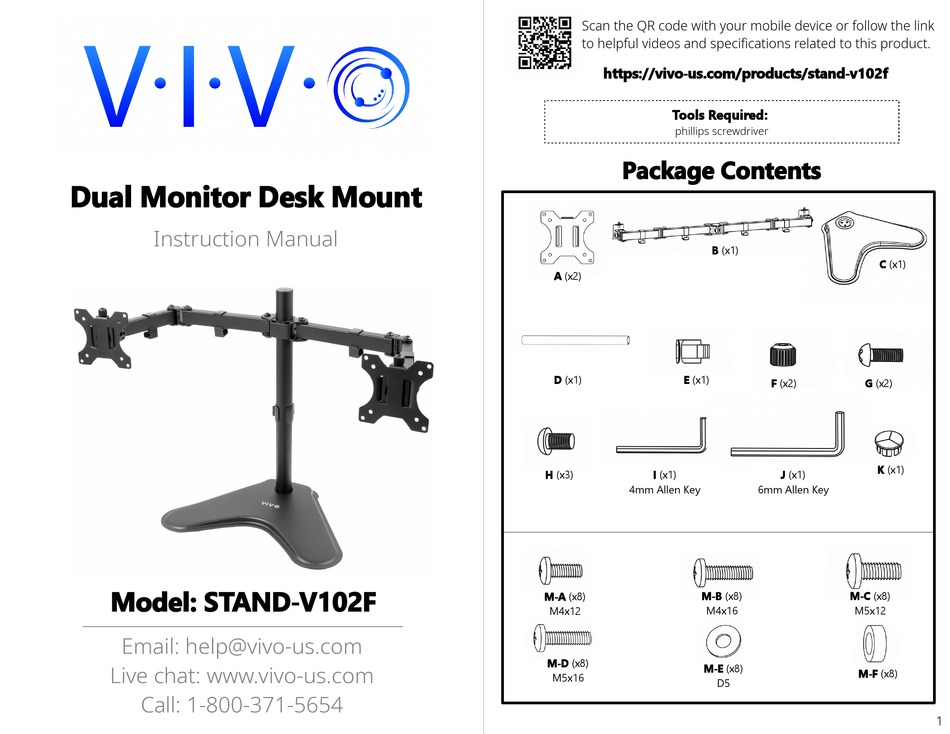 VIVO STAND-V102F INSTRUCTION MANUAL Pdf Download | ManualsLib