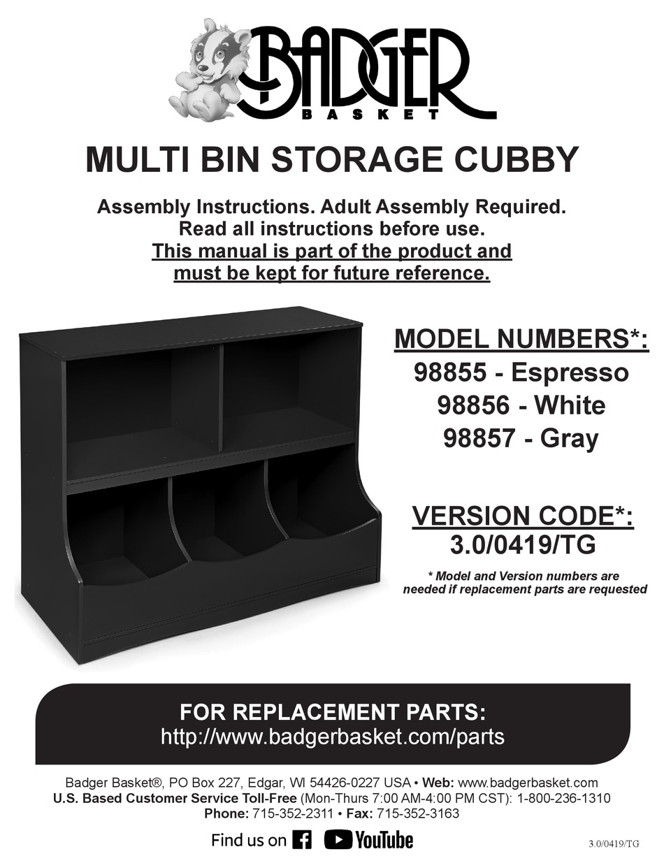 BADGER BASKET 98855 ASSEMBLY INSTRUCTIONS MANUAL Pdf Download ManualsLib