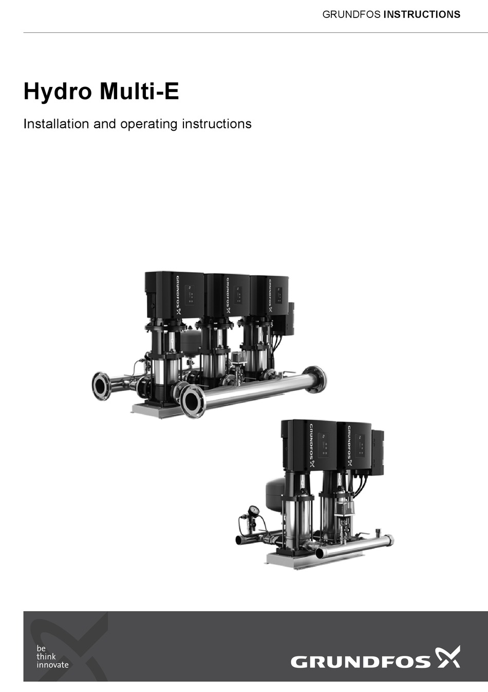 GRUNDFOS HYDRO MULTI-E SERIES INSTALLATION AND OPERATING INSTRUCTIONS ...