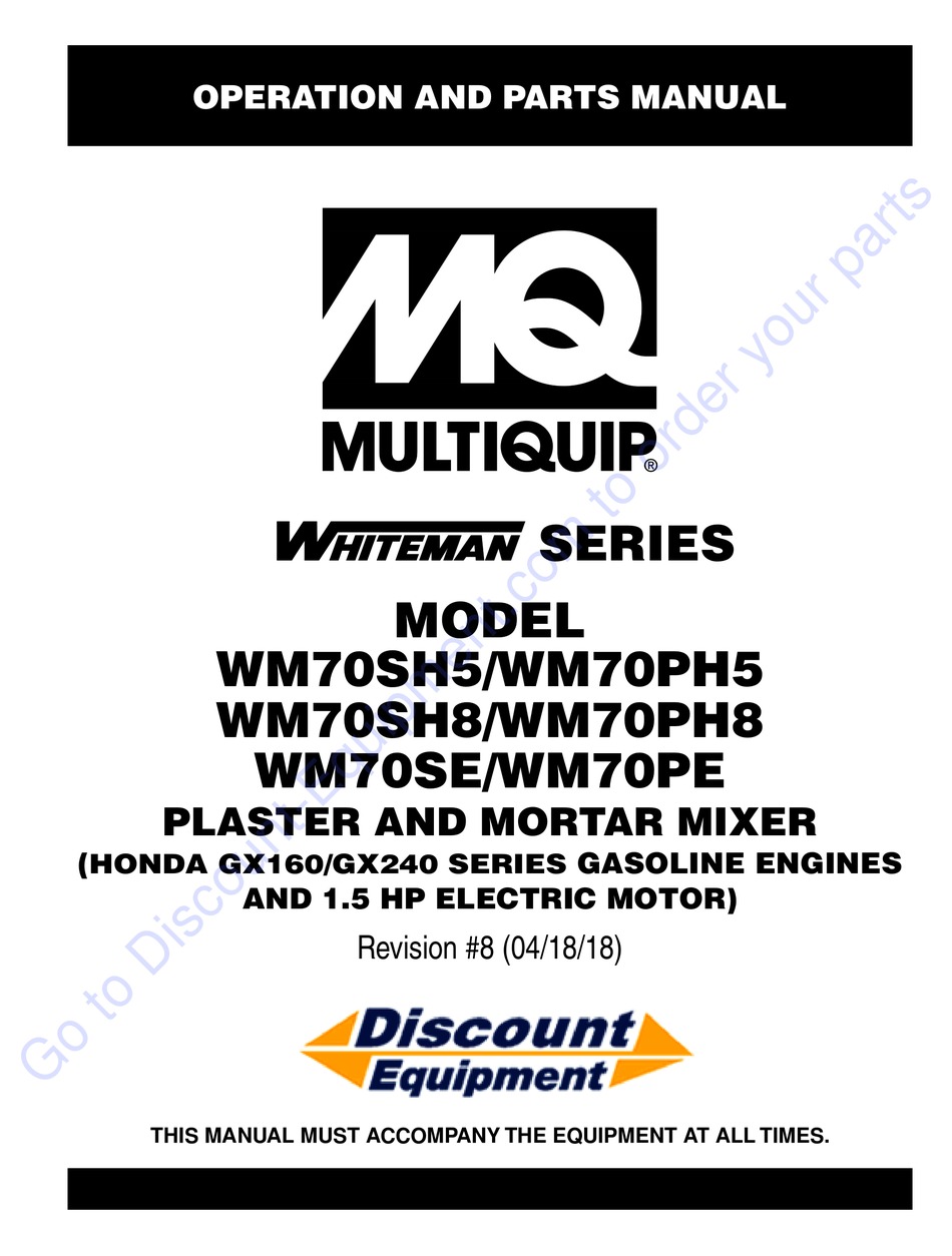 MQ MULTIQUIP WHITEMAN SERIES OPERATION AND PARTS MANUAL Pdf Download
